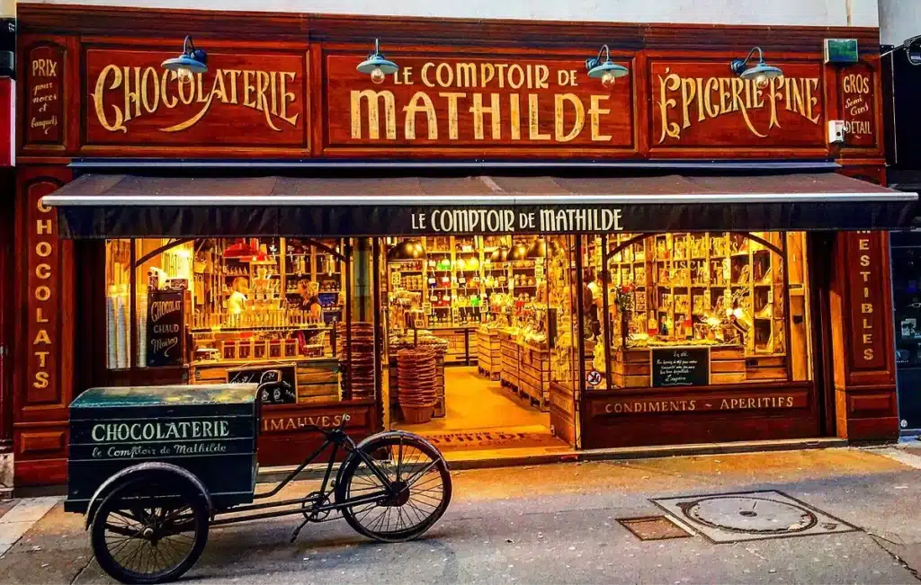 La devanture vintage du Comptoir de Mathilde.